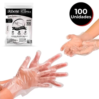 Kit 100 Luva Plástica Descartável Transparente Para Proteção Higiene Restaurante Preparo Comidas em Oferta na Shopee