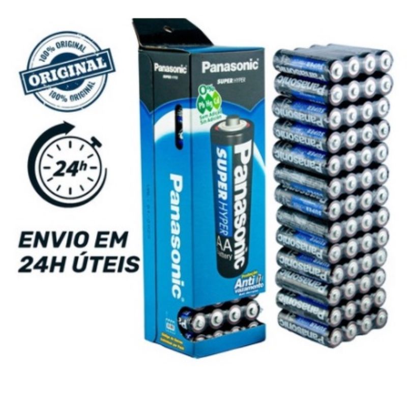 Pilha AA 1,5V PANASONIC Comum KIT 2 4 8 12 PILHAS ANTI VAZAMENTO