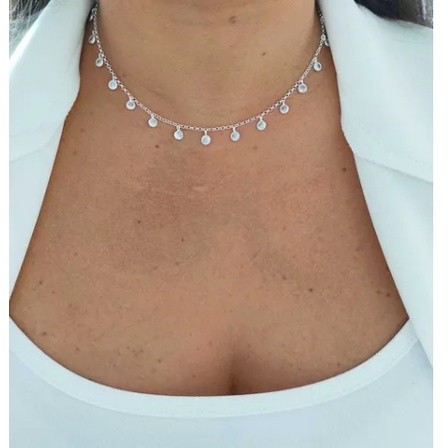 Colar Corrente Feminina Choker Pedra Zircônia De Prata 925 pura legítima.