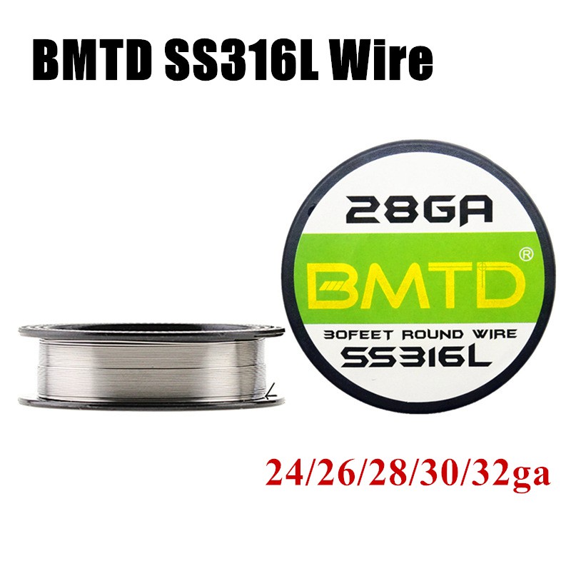 BMTD SS316L Fios De Aço Inoxidável 24/26/28/30/32ga (30 Pés) C0il Redondos DIY