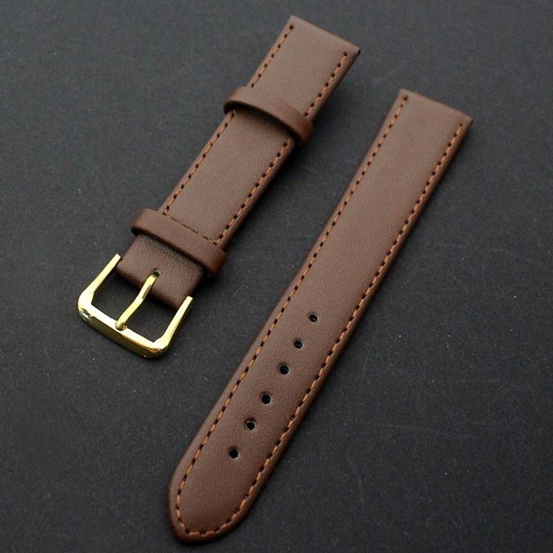 Pulseira De Relógio De Couro Genuíno Masculino Feminino Com Fivela De Aço 8-22mm De Largura