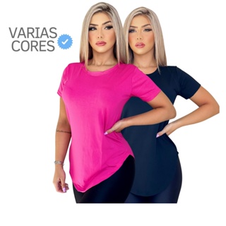 Kit 2 Blusinha Blusa Feminina Academia Basica Lisa Roupa Feminina Long Line