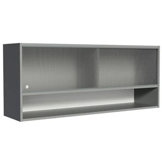 Armário de Cozinha Aéreo 2 Portas de Correr de Vidro Pontilhado e 1 Nicho Cinza Nice Madesa em Oferta na Shopee