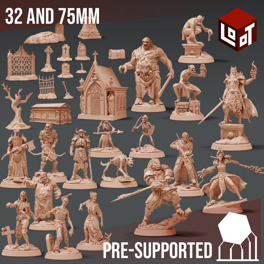 Miniaturas de RPG e Boardgames - Wightpocalypse - Loot Studios - Kit com 17 miniaturas