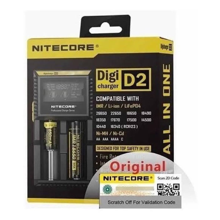 Carregador de Bateria NITECORE D2 Original com Qr