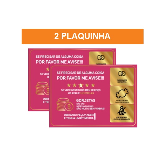 Kit 2 Plaquinhas Informativas Para Motorista De Aplicativo Uber 99 Taxi Shopee Brasil 9989