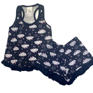 Pijama baby doll verão confortável estampado Feminino