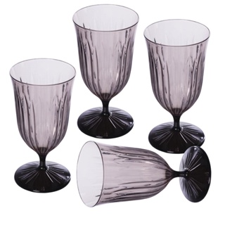 Conjunto 4 Taças de Àgua Plasútil 380 ml Lapidada Fumê