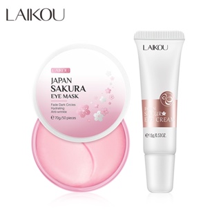 LAIKOU Sakura Creme Para Os Olhos Reduzir Círculos Escuros Linhas Finas Bolsa De Pele Lisa 2pcs