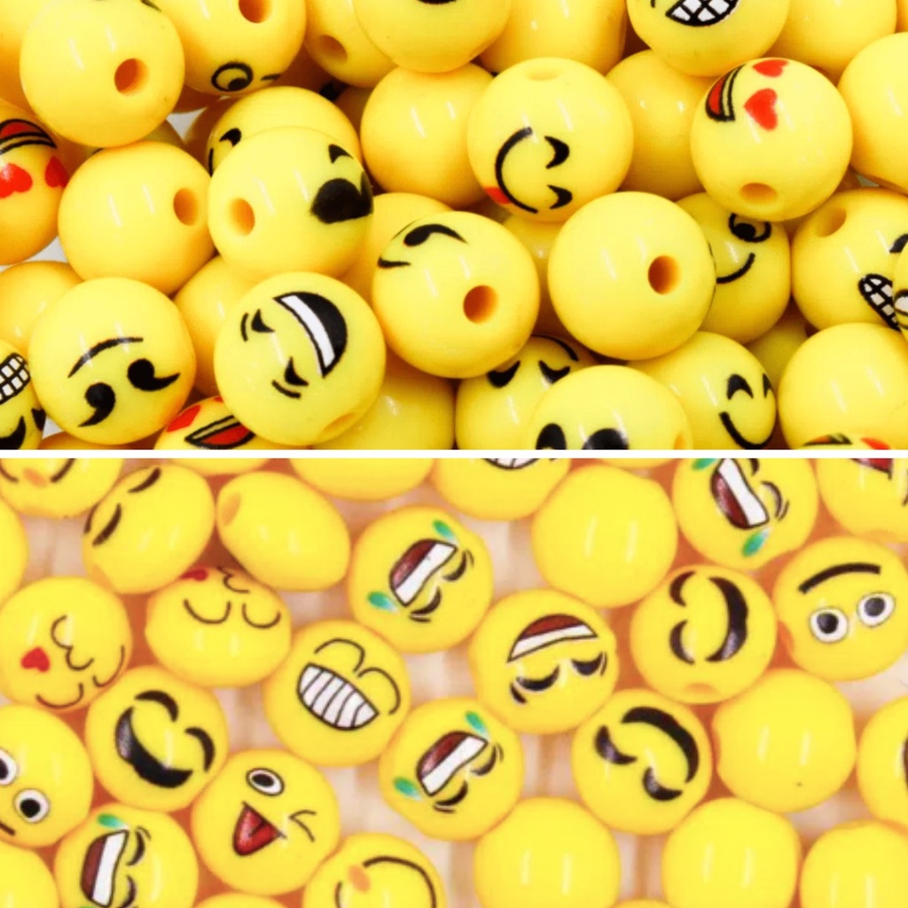 Face Beads 7mm Tiny Mixed Expression Happy Face Smile Emoji Bead Shape  Acrylic or Resin Beads 300 Pc Set 