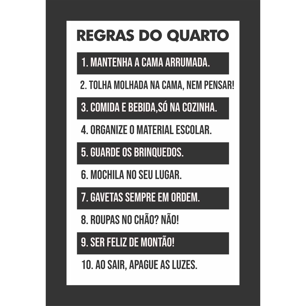 Placa Decorativa Regras Do Quarto | Shopee Brasil