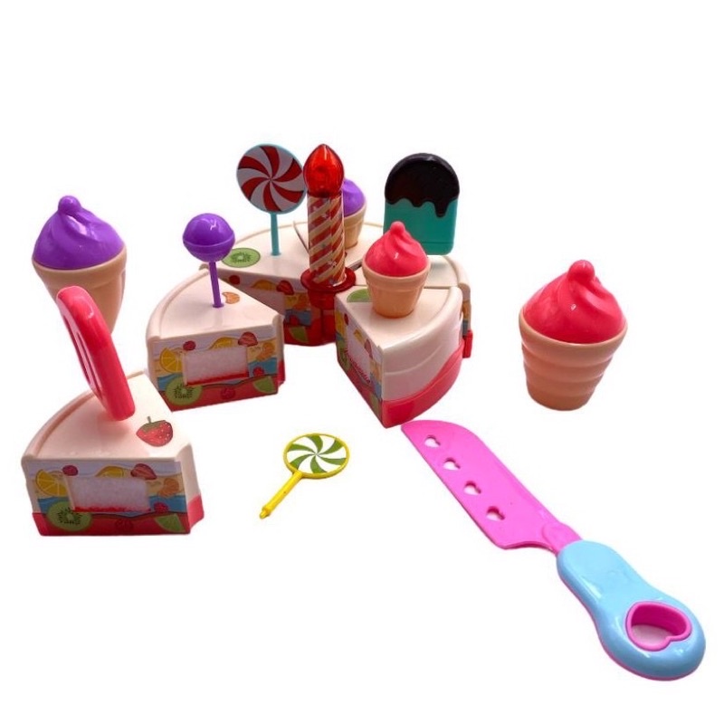 1 Conjunto Plástico Colorido Doce Sorvete Bolos Jogar Brinquedos