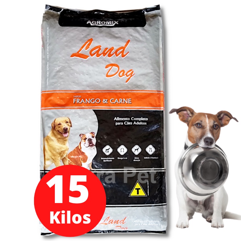 Ração Land Dog Agromix para Cães Sabor Frango e Carne - 15kg