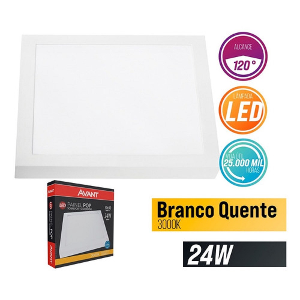 Kit Painel Plafon Led Sobrepor Quadrado W Shopee Brasil