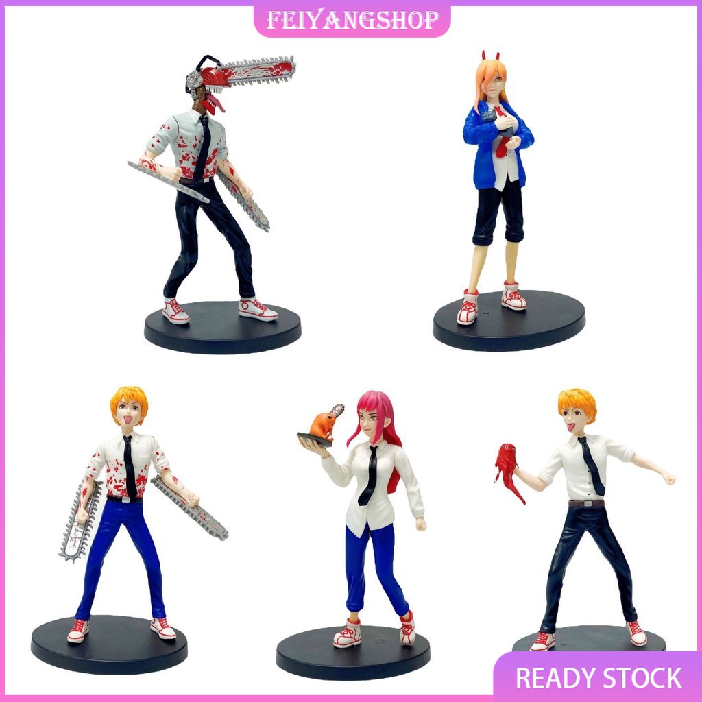 8 Peças/Conjunto Figuras De Ação Anime Motosserra Homem Denji Power Pochita  Boneca Modelo