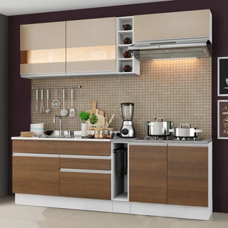 Cozinha Completa Madesa Parma com Armário e Balcão (Sem tampo e Pia) - Branco/Rustic/Crema em Oferta na Shopee