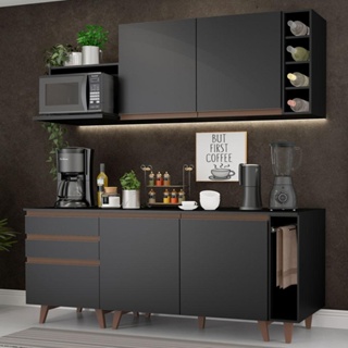 Cozinha Completa Madesa Reims 200001 com Armário e Balcão - Preto