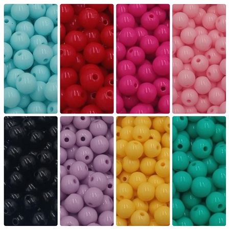 40 gramas, bola miçanga 8mm leitosa plástica para artesanato também disponível com 20 gramas.