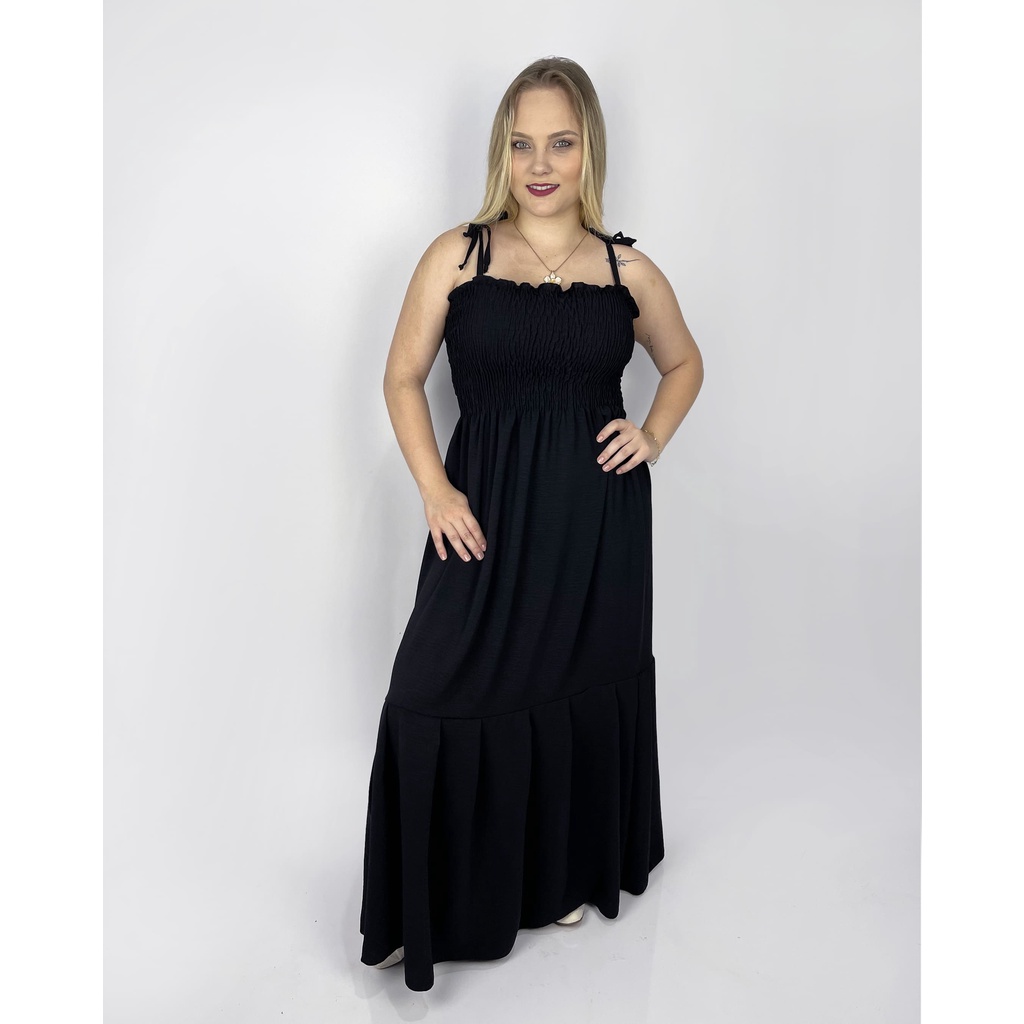 Vestido preto longo store barato