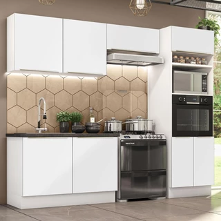 Cozinha Completa Madesa Lux 270001 com Armário e Balcão - Branco/Branco Veludo em Oferta na Shopee