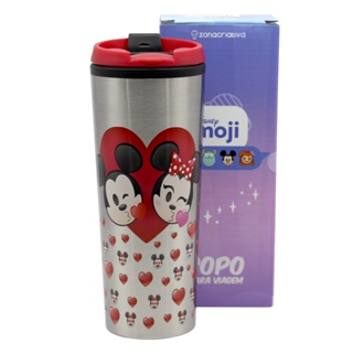COPO VIAGEM METAL MICKEY E MINNIE EMOJI 450ML