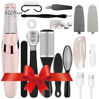 Calos remover maquiagem set pedicure máquina recarregável arquivo preto elétrico cuidados com os pés exfoliante calcanhar 1 mais 10