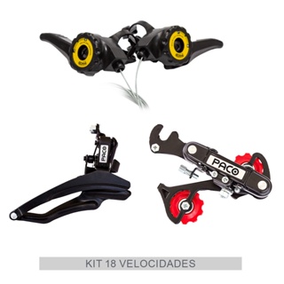 Kit Relação 18 Marchas Câmbio Dianteiro Traseira Alavancas Bicicleta 18v 6v Paco Bike