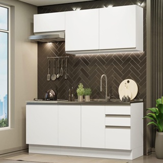 Armário de Cozinha Compacta 180cm Branco Glamy Madesa 07