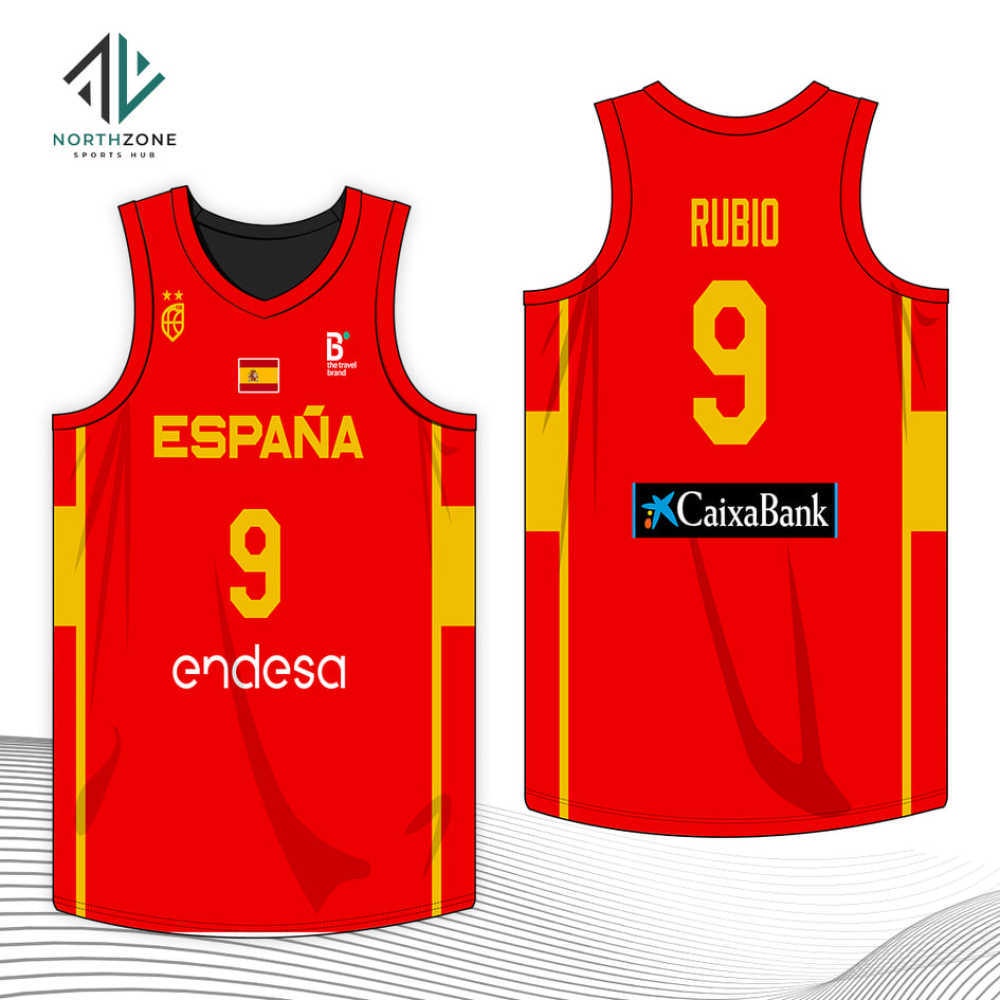 Espanha Basquetebol Sublimado Completo Jersey , Para Homens (TOP