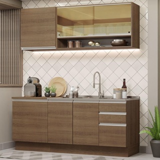 Armário de Cozinha Compacta 180cm Rustic Glamy Madesa 06