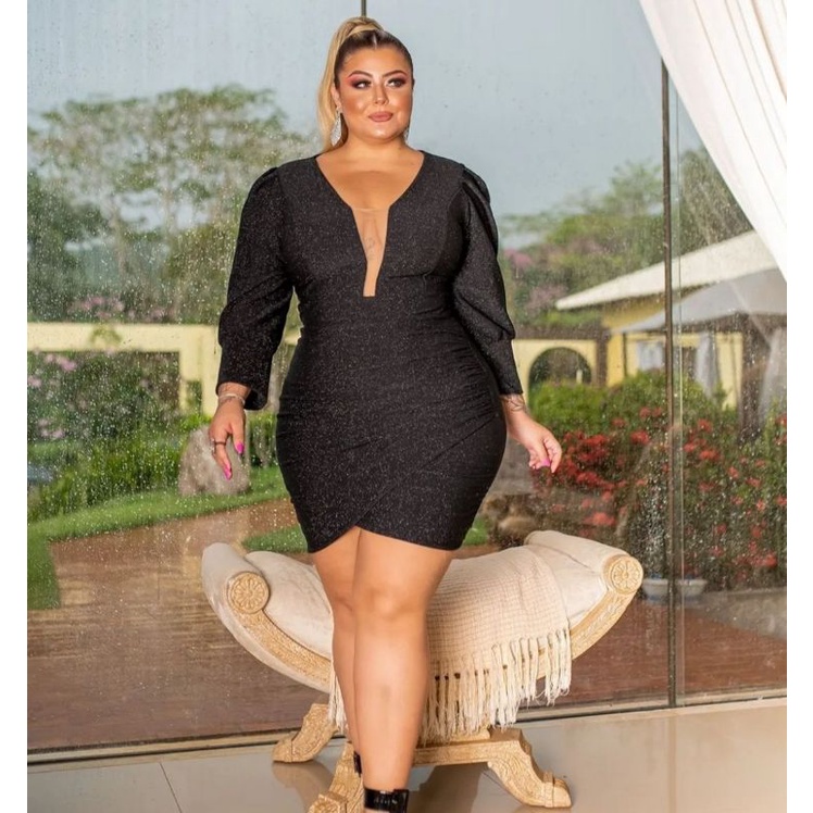 SHEIN CURVE+ Plus Manga De Borboleta Vestido Linha A