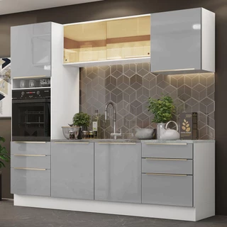 Cozinha Completa Madesa Lux 240002 com Armário e Balcão - Branco/Cinza em Oferta na Shopee