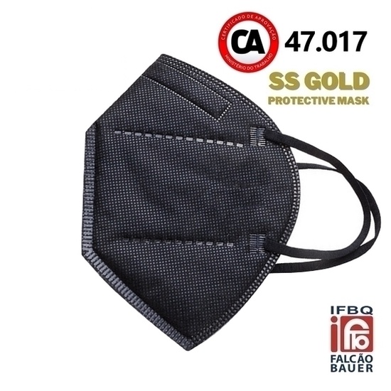 10 Máscara SS GOLD PFF2 Preta (CA) 47.017 Elástico Orelha Shopee Brasil