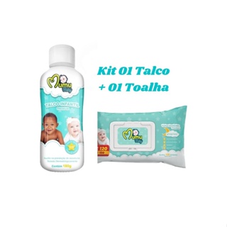 kit Talco e lenço Toalha umdedecido proteção da pele do bebê Premium
