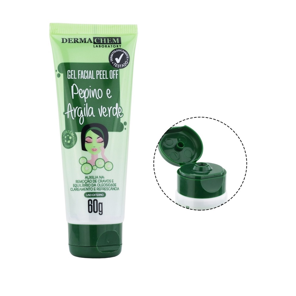 Gel Facial Peel Off Pepino e Argila Verde Dermachem 60g p | Shopee