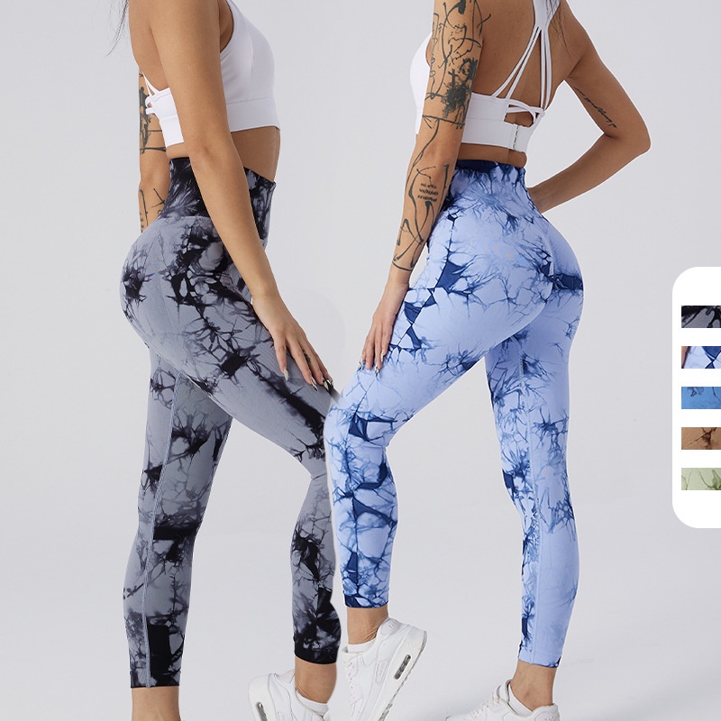 Yoga Trendy Leggings De Ioga Tie Dye Sem Costura Alta Elasticidade