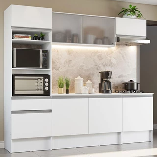 Cozinha Completa Madesa Topazio com Armário, Balcão e Tampo - Branco