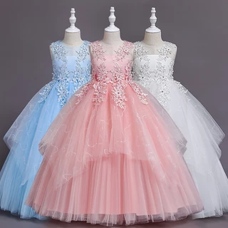 Vestido De Princesa daminha Menina Comprida Roupas Para Crianças Meninas De 3-14 Anos De Idade