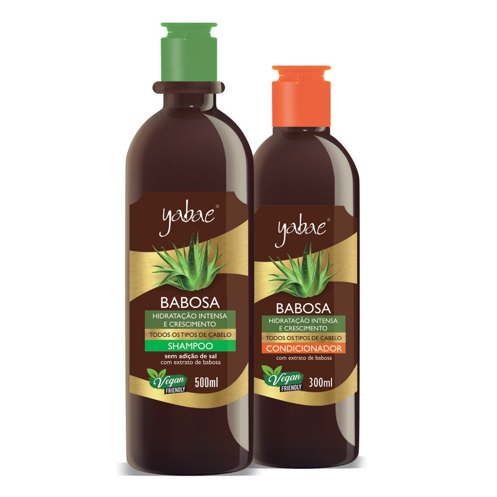 Kit Shampoo 500ml e Condicionador Babosa 300 ml Vegano - Hidratação Intensa  e Crescimento Yabae - Natuphitus