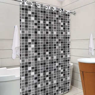 Cortina de Box Estampada Pastilha Com Ilhós - Diversos Modelos Preto Verde