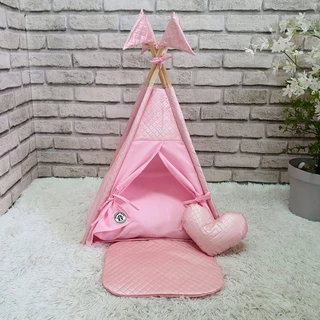 Cabana Rosa Courino Cama Cachorro Cão Gato Almofada Pet