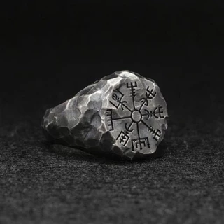 Vintage Estilo Viking Luckly Totem Prata Titânio Aço Homens Punk Moda Joias Acessórios Anéis De Dedo