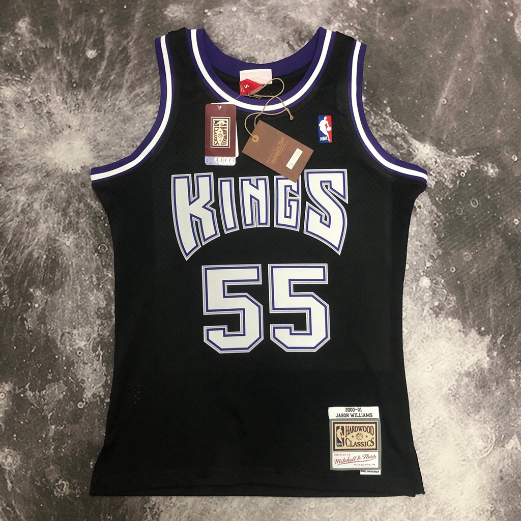 Homens Camisa Sacramento Kings Jason Williams Black Camiseta Regata NBA Mitchell & Ness 2000-01 Hardwood Clássicos Swingman Throwback Basquetebol Jersey