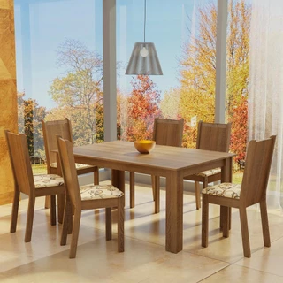 Conjunto Sala de Jantar Madesa Analu Mesa Tampo de Madeira com 6 Cadeiras em Oferta na Shopee