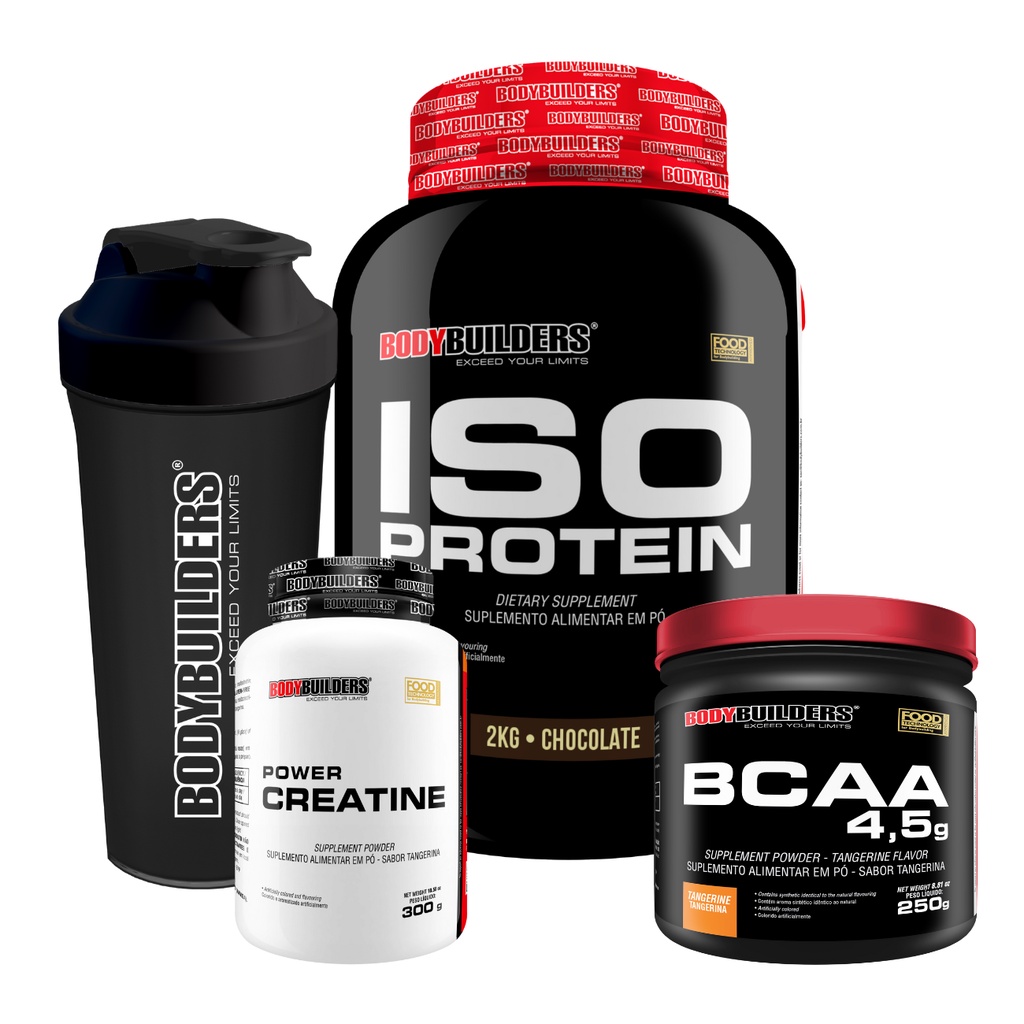 Kit Iso Protein 2kg + Creatina 300g + Bcaa 250g + Coqueteleira ...