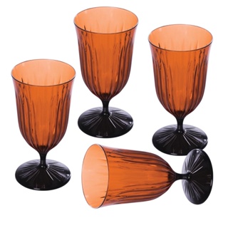 Conjunto 4 Taças de Água Plasútil 380 ml Lapidada Caramelo