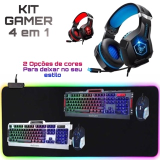 Kit Gamer 4 em 1 TOP teclado + mouse + headphone + mouse pad RGB