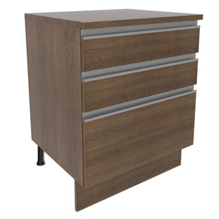 Balcão Madesa Glamy 60 cm 3 Gavetas - Rustic