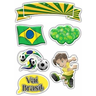 TOPO DE BOLO COPA DO MUNDO TOPPER PERSONALIZADO BRASIL