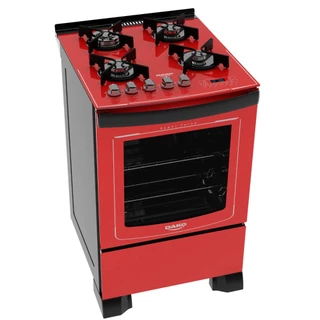 Fogão Dako Vermelho 4 bocas com mesa de vidro - Dakolors - Bivolt